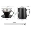 Juego de café pour-over para exteriores de acero inoxidable 304 con filtro de acero inoxidable, embudo de café blanco roto y accesorios totalmente de acero negro
