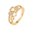 Anillo Hueco Corazón a Corazón Estilo Chanel Transfronterizo, Moderno y Exquisito, Versátil, Anillo de Cobre Puro para Mujer, Venta Directa del Fabricante