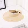 Sombrero de copa vacío para niños, primavera y verano, sombrero de paja con forma de campana de viento Hepburn, sombrero grande tejido de hierba Rafi, sombrero de ala ancha, parasol, protector solar, sombrero sin copa
