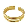 Anel Aberto Mobius Irregular Fashion Retrô de Camada Dupla Novo Anel Simples Dourado para Dedo Indicador Joias Atacado