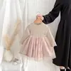 Vestido de Patchwork de Canalé Liso con Volantes a la Moda 2026 Nuevo Estilo para Bebé Niña Estilo Otoño Falda para Niñas Versátil Diario