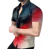 Camisa nueva para hombre de estilo transfronterizo, fresca, a rayas, impresión digital 3D, cárdigan casual hawaiano de manga corta