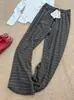 Calça feminina de cinco cores, macia e elástica, com listras horizontais, modelagem que afina a silhueta, fluida, estilo preguiçoso, 26 novo estilo outono, calça reta casual versátil
