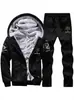 Talla Europea Transfronterizo Traje para Hombre Otoño Largo Corriendo Grifo Estampado Ropa Deportiva Traje para Hombre Engrosado con Terciopelo Casual