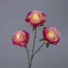 Flor Artificial de Rosa Redonda de Tres Cabezas Flor Artificial Arreglo de Boda Flor de Rosa Individual Adornos para Sala de Estar Flor de Seda Flor Decorativa Boda