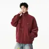 Chaqueta de Trabajo Retro Americana de Cuero PU Resistente con Cuello Alto Unisex Corte Limpio Detroit Holgada Abrigo de Moda para Pareja