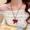 Esencial de Año Nuevo Collar con Lazo Rojo Ancora para Mujer Estilo Nuevo 2024 Estilo Minimary Todo Fósforo Cadena de Lana con Cordón de Cuero Negro