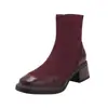 Botines retro estilo francés para mujer, nueva colección otoño e invierno 2026, botas tipo Martin de tacón grueso y ajuste ceñido, botas de montar para aumentar la altura para personas bajitas