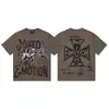 Camiseta de Verano Unisex de Cuello Redondo y Manga Corta, Holgada y Casual, Estilo High Street, con Estampado de Letras de Pedrería Retro