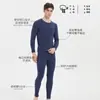 350g Meiyabi Cuello Redondo Pequeño Terciopelo Alemán Ropa Interior Térmica Seda Cachemir Ropa de Otoño y Pantalones Traje de Hombre