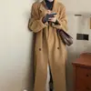 Casaco de Lã para Mulheres 2026 Outono e Inverno Novo Estilo Coreano Comprimento Médio Cinza Cashmere de Lã Dupla Face para Pessoas Baixas