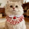 Collar para Gato Mascota con Adorno de Cascabel de Perro Lindo, Encaje de Alta Calidad para Perros Pequeños y Medianos, Babero Ajustable