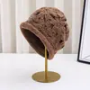 Chapéu de Tricô para Mulheres, Chapéu de Lã Feito à Mão em Crochê, Versátil Chapéu Turbante de Camada Dupla Espessado com Borda Enrolada, Gorro Pulôver para Afinar o Rosto
