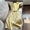 2026 Novo Estilo Linho Elegante Cor Sólida Manga Raglã Vestido Camisa Longo para Mulheres Atacado N3Aq09925