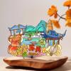 Adesivos para geladeira Suzhou Guochao Presente de madeira requintado Adesivos de decoração com sucção magnética Lembranças de turismo de Jiangsu Adesivos para geladeira de madeira