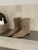 Primer Encuentro Botines Marrones Maillard Aumentadores de Altura Estacionales para Mujer Botas 2026 Otoño/Invierno Estilo Francés Tacón Bajo Punta Cuadrada