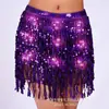 Falda de cadera de lentejuelas y flecos LED para danza del vientre Cadena de cintura de cuentas Performance de baile Fiesta de baile de fantasía europea y americana