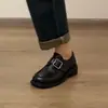Versão em Couro de Vaca~Sapatos Loafers de Couro Genuíno com Solado Grosso para Mulheres Primavera e Outono 2026 Sapatos Simples Pretos Estilo Britânico Sapatos Pequenos de Couro Loafers