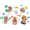 Adesivos de Parede com Padrão de Capivara Azulejos Decorativos Papel de Parede Revestimento de Parede Adesivos de Parede Furo Feio Adesivos de Parede Desenho Animado