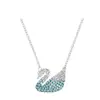 Versão de Luxo do Colar Cisne Degradê Azul, Vermelho, Rosa, Branco e Preto da Swarovski para Mulheres, Apresentando Corrente Dinâmica para Clavícula com Cristal Swarovski Element