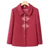 Abrigo de Otoño 2026 para Abuelas, Ropa para Mujeres de Mediana Edad y Mayores, Blusa de Cuello Solapa para Mamá, Corte Holgado, Tallas Grandes, Prenda Ligera para Personas Mayores