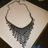 Dama Rica~Colar com Franja de Gota d'Água Totalmente Cravejado 2026 Nova Moda Europeia e Americana Corrente para Clavícula Gargantilha Luxuosa Elegante