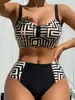 Bikini de Dos Piezas de Cintura Alta con Abertura para Mujer, Novedad 2024, Bikini AliExpress Amazon Traje de Baño de Playa Transfronterizo
