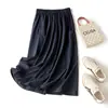 Falda Larga de Corte A Delgada, Estilo Ropa de Trabajo, Cintura Elástica Cómoda, Bolsillo Lateral, Protección Solar, Secado Rápido, Estilo Japonés