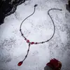 Collar de gota de sangre gótica de tendencia europea y americana de Amazon, collar negro en forma de Y a la moda, joyería para fiesta y vacaciones, regalo