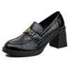 En Stock~ Zapatos Pequeños de Cuero Estilo Británico con Tacón Alto y Grueso para Mujer, Nuevos Mocasines de Primavera 2025 para Mujer, Zapatos Slip-On de Piel de Oveja