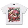 2025 Transfronteiriça Nova Cristiano Ronaldo Futebol Português Vintage Camiseta de Manga Curta Lavada Velha Algodão Pesado 300g