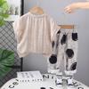Conjunto de ropa de verano para niña, 2025, informal, de manga corta, estilo occidental, para niño, conjunto de dos piezas