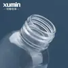 Botella cosmética de plástico transparente de 100 ml para loción, con bomba de presión y cierre plateado brillante de 250 ml, embalaje Xu Min