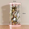 Caixa de armazenamento de pelúcia com zíper, design transparente, para uso doméstico, estilosa e à prova de poeira