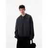Sudadera Bordada Estilo Americano para Pareja para Hombre, Top Trendy Retro de Cuello Otoñal con Mangas Largas, Suéter Holgado Juvenil