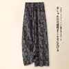 Calça Feminina Floral 2026 Novo Estilo Calça de Lã Wide-Leg Cintura Alta Fluida Slim-Fit Calça Reta Emagrecedora Casual Longa