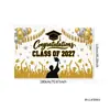 Fondo para fiesta de graduación transfronteriza 2027, fondo fotográfico blanco y dorado "Felicitaciones por la Graduación", fondo para ceremonia de graduación con birrete