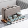 Juego de Té de Viaje Ru Yao Huang traje Tetera de Té Kung Fu Taza Expreso de Cerámica Una Tetera Tres Tazas Actividad de Empresa Ceremonia de Acompañamiento