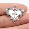 34X30Mm 2.4g Pingente Cruz Gótica Coração Prata Antiga Acessórios para Joias DIY Item Quente Transfronteiriço