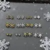 Pedras de Strass para Nail Art de Floco de Neve em Liga Metálica, Venda Quente Transfronteiriça, Bestseller de Inverno, Estilo 3D Versátil, Acessórios de Unha de Floco de Neve Dourados e Prateados