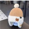 Nuevos Sombreros Cálidos de Otoño e Invierno para Niños, Osos de Punto Modernos y Geniales, Adorables Gorros de Punto para Bebés, Protección para los Oídos, Sombreros de Lana Engrosados