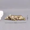Cachorro Welsh Corgi de Latão Sólido Estatueta de Latão Ornamento de Mesa Estilo Chinês Animal de Estimação para Chá Réplica de Bronze Antigo