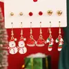 Set de Aretes de Tachuela Múltiples para Navidad, Aretes de Muñeco de Nieve con Esmalte de Goteo, Bastón de Caramelo, Aretes Colgantes, Set Transfronterizo para Festival de Comercio Exterior, Pequeño