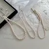 Colar de Pérolas Transparente Estilo Francês Elegância Preguiçosa, Design de Luxo Leve de Nicho, Temperamento de Moda de Alta Qualidade, Corrente para Clavícula Corrente de Pescoço
