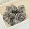 Scrunchie de Gaze Novo Estilo de Verão para Mulheres, Elástico de Cabelo Xadrez Retro Versátil para Meninas Doces, Corda de Cabelo para Rabo de Cavalo de Celebridade da Internet, Acessório de Cabelo