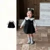 Vestido coreano sencillo de dos piezas para niñas, estilo principios de otoño 2026, vestido de princesa de otoño para niños pequeños