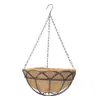 Cesta colgante de arte en hierro hecha a medida con palmera de coco, maceta colgante de forma única para balcón y patio, cesta colgante de palmera de coco para plantas verdes y flores
