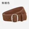 Cinturón Ancho Retro Escarchado Maillard para Mujer Vestido Decorativo Cinturón para Jeans Moda Gamuza Cuero Genuino Cinturón para Mujer
