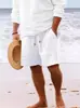 Mejores Vendedores Transfronterizos Europeos y Americanos 2023 Estación Independiente de Amazon Pantalones Cortos de Algodón y Lino con Cordón Pantalones de Playa para Hombre