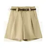 Tiro real pantalones cortos de trabajo para mujer verano finos cintura alta pierna ancha pantalones de traje línea A sueltos casuales ajuste ceñido pantalones de cinco puntos